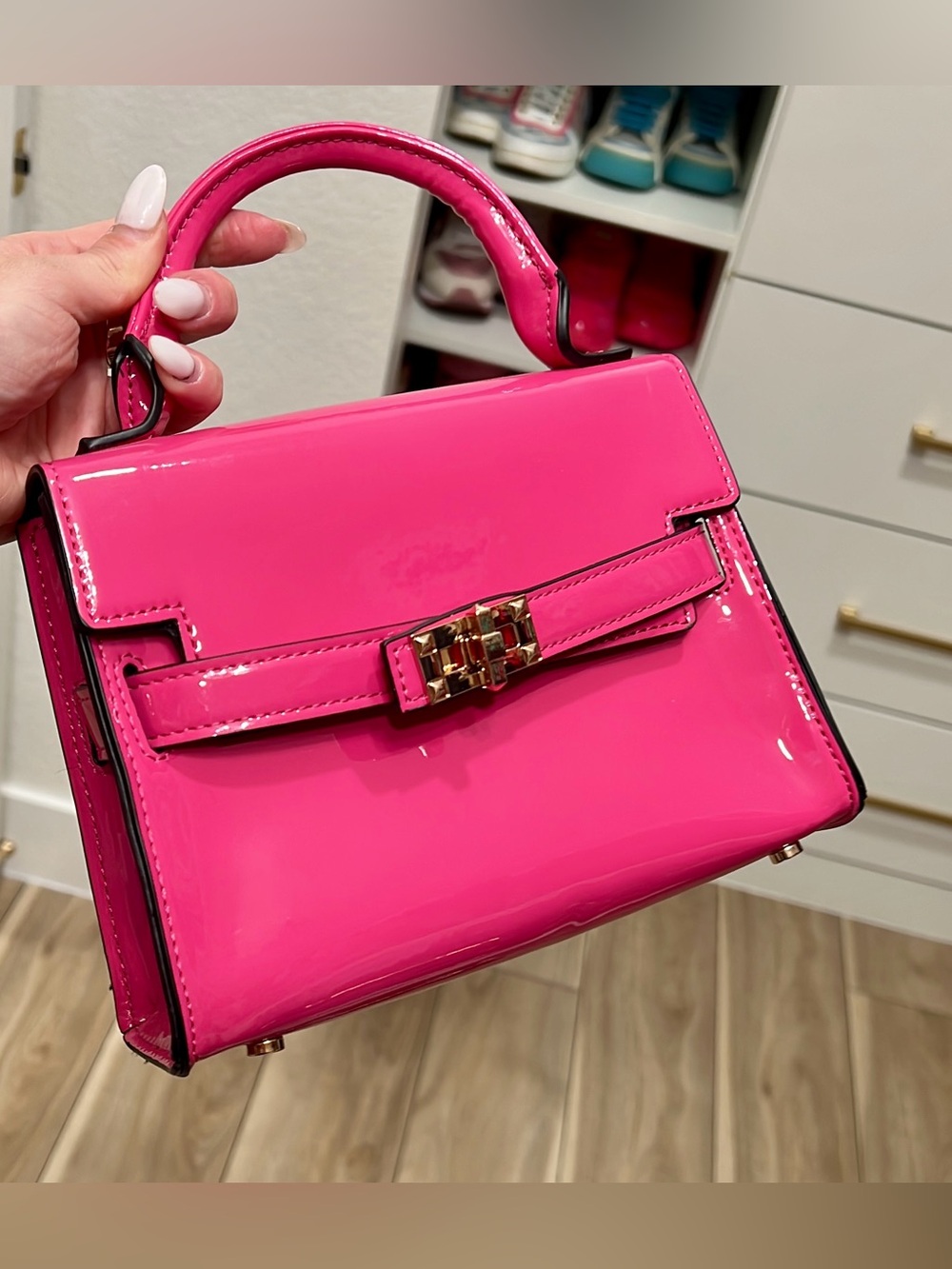 NWOT Forever 21Pink Patent Mini Top-Handle Bag